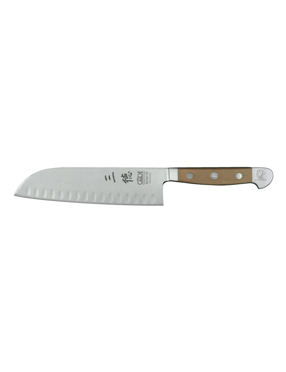 Güde Alpha gruszowa kuty nóż Santoku z wyżłobieniami, 18 cm Güde Alpha gruszowa kuty nóż Santoku z wyżłobieniami, 18 cm