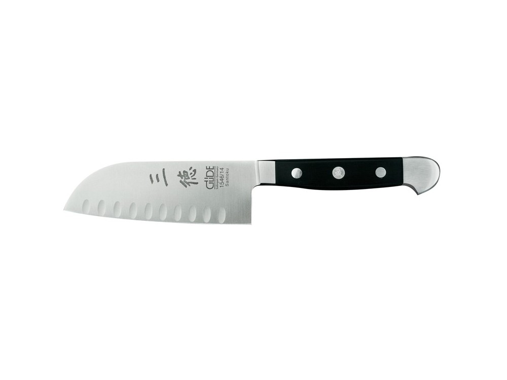 Nóż Santoku z wyżłobieniami, 14 cm