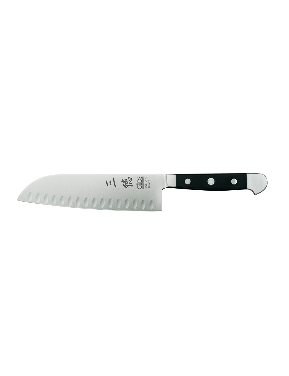 Nóż Güde Santoku z wyżłobieniami, 18 cm Nóż Güde Santoku z wyżłobieniami, 18 cm