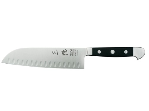 Nóż Güde Santoku z wyżłobieniami, 18 cm